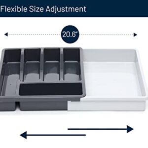 RoyalHouse Premium Cutlery Drawer Organizer, Expandable Utensil Holder And Organizer, 6-Compartments, Compact BPA-Free Plastic Storage for Spoons Forks Knives, Silverware Organizer