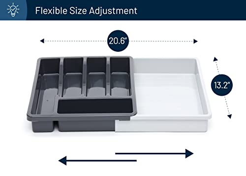 RoyalHouse Premium Cutlery Drawer Organizer, Expandable Utensil Holder And Organizer, 6-Compartments, Compact BPA-Free Plastic Storage for Spoons Forks Knives, Silverware Organizer