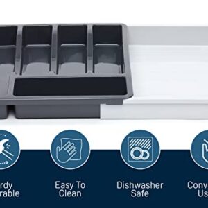 RoyalHouse Premium Cutlery Drawer Organizer, Expandable Utensil Holder And Organizer, 6-Compartments, Compact BPA-Free Plastic Storage for Spoons Forks Knives, Silverware Organizer