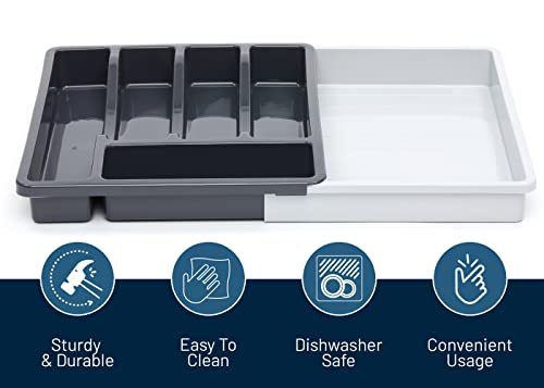 RoyalHouse Premium Cutlery Drawer Organizer, Expandable Utensil Holder And Organizer, 6-Compartments, Compact BPA-Free Plastic Storage for Spoons Forks Knives, Silverware Organizer