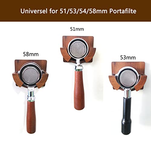 Coffee Portafilter Wall Rack Holder, Wooden Coffee Filter Holder Hanger Decor Wall Mounted Rack Organizer Storage Universel for 51/53/54/58mm Portafilte