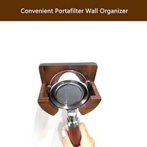 Coffee Portafilter Wall Rack Holder, Wooden Coffee Filter Holder Hanger Decor Wall Mounted Rack Organizer Storage Universel for 51/53/54/58mm Portafilte