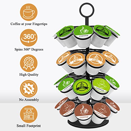 KIMIUP Coffee Pod Holder, Coffee Pod Storage Compatible with K-Cups(36 Pods), Kitchen Detachable Coffee Pod Organizer for Countertop, Spins 360-Degrees Coffee Pod Carousel