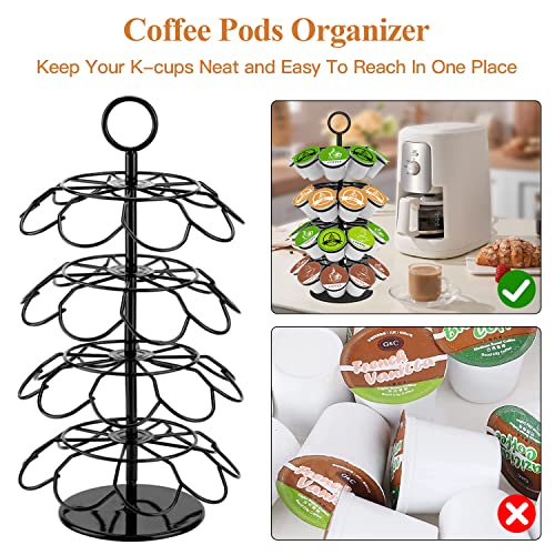 KIMIUP Coffee Pod Holder, Coffee Pod Storage Compatible with K-Cups(36 Pods), Kitchen Detachable Coffee Pod Organizer for Countertop, Spins 360-Degrees Coffee Pod Carousel