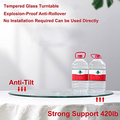 Glass Clear Rotating Serving Plate, 20"/50cmTransparent Lazy Susan Turntable For Kitchen Dining Table, 47"/120cm Large Rotating Tray With Aluminum Alloy Bearing (Size : 60cm/24Inch)