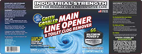 Green Gobbler Ultimate Main Drain Opener | Drain Cleaner Hair Clog Remover | Works On Main Lines, Sinks, Tubs, Toilets, Showers, Kitchen Sinks | 64 fl. oz.