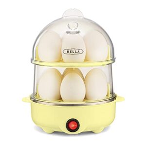 bella double tier egg cooker, rapid boiler & poacher, meal prep essential, family sized meals: make up to 14 large boiled eggs, dishwasher safe parts, poaching tray included, yellow