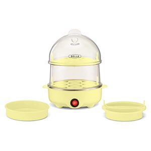 BELLA Double Tier Egg Cooker, Rapid Boiler & Poacher, Meal Prep Essential, Family Sized Meals: Make Up To 14 Large Boiled Eggs, Dishwasher Safe Parts, Poaching Tray Included, Yellow