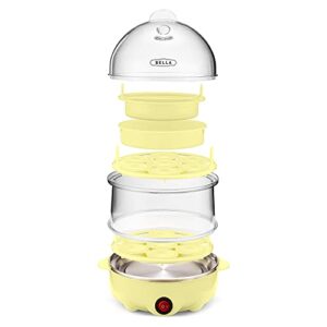 BELLA Double Tier Egg Cooker, Rapid Boiler & Poacher, Meal Prep Essential, Family Sized Meals: Make Up To 14 Large Boiled Eggs, Dishwasher Safe Parts, Poaching Tray Included, Yellow