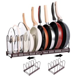 speensun pot and pan organizer for cabinet,pan organizer,expandable detachable lid organizer with 10 adjustable dividers,not easy to tilt or bend,heavy iron pot organizer rack,christmas gifts for mom