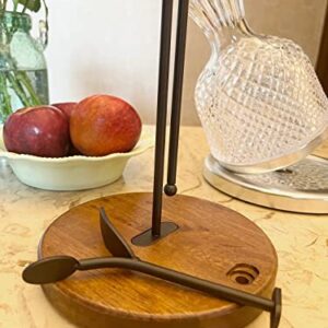 Wood Paper Towel Holder Countertop, Paper Towel Holder Stand, Easy One-Handed Tear Paper Roll Holder, Kitchen Dining Table Home Decor, for Both Standard and Jumbo-Sized Paper Towel Rolls