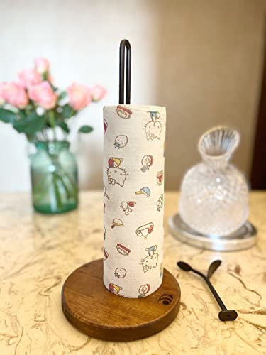 Wood Paper Towel Holder Countertop, Paper Towel Holder Stand, Easy One-Handed Tear Paper Roll Holder, Kitchen Dining Table Home Decor, for Both Standard and Jumbo-Sized Paper Towel Rolls