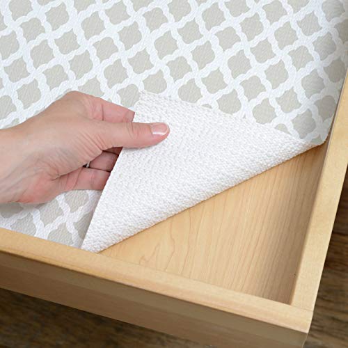 Con-Tact Brand Grip Prints Durable Non-Adhesive Non-Slip Shelf and Drawer Liner, 18" x 8', Talisman Taupe