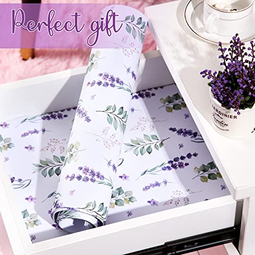 20 Drawer Liners for Dresser Lavender Scented Drawer Liners Drawer Paper Liner Non Adhesive Scented Liners for Drawers Fragrant Drawer Liners for Home Shelf Closet, 14 x 19.5 Inches (Lavender)