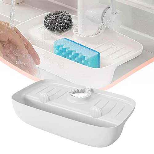 Faucet Splash-Proof Draining Rack, Silicone Sink Water Collection Pad, Non-Slip Faucet Splash Drying Mat, Rag Sponge Wipe Draining Storage Rack For Kitchen, Sink, Bathroom (White)