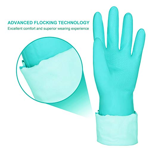 Elgood Reusable Dishwashing Cleaning Gloves with Latex free, Cotton lining ,Kitchen Gloves 2 Pairs,Purple+blue, Medium