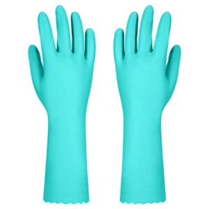 Elgood Reusable Dishwashing Cleaning Gloves with Latex free, Cotton lining ,Kitchen Gloves 2 Pairs,Purple+blue, Medium