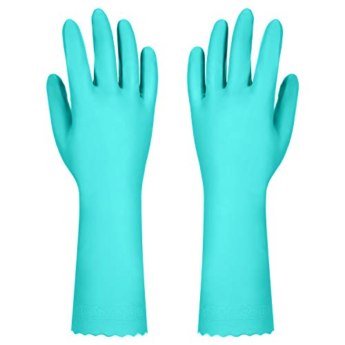 Elgood Reusable Dishwashing Cleaning Gloves with Latex free, Cotton lining ,Kitchen Gloves 2 Pairs,Purple+blue, Medium