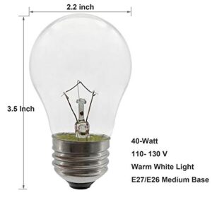 Oven Light Bulb 40 Watt Appliance Light Bulb, High Temperature 300 Degree Resistant Appliance Bulb for Oven, Stove, Refrigerator, Microwave E26 Medium Base, A15 (2-Pack)