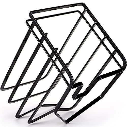 Suwimut Cutting Board Rack Holder, Flat Steel Chopping Board Organizer Stand Pot Pan Lids Rack Organizer for Kitchen Cabinet Countertop, 4.92x5.71x8.46 Inch (Black)