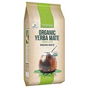 kiss me organics yerba mate tea – 17.6oz 100% organic, traditional, loose leaf green teas for a hot or cold brew – cultivated from southern brazil & high in nutrients﻿