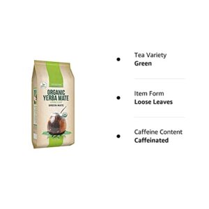 Kiss Me Organics Yerba Mate Tea - 17.6oz 100% Organic, Traditional, Loose Leaf Green Teas for a Hot or Cold Brew - Cultivated from Southern Brazil & High in Nutrients﻿