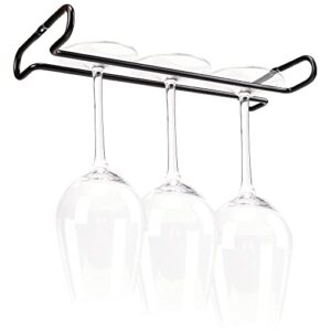 Warmery 2 Pack Wine Glasses Hanging Rack, Black Stemware Rack Holder Under Cabinet, Metal Wall Mount Wire Hanging Rack Storage Hanger Organizer with Screws for Kitchen Bar (10.3in), Black