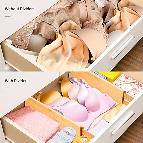 Utoplike 4 Pack Bamboo Kitchen Drawer Dividers,Adjustable Drawer Organizers,Spring Loaded,Works in Kitchen,Dresser,Bathroom,Bedroom,Drawer,Desk