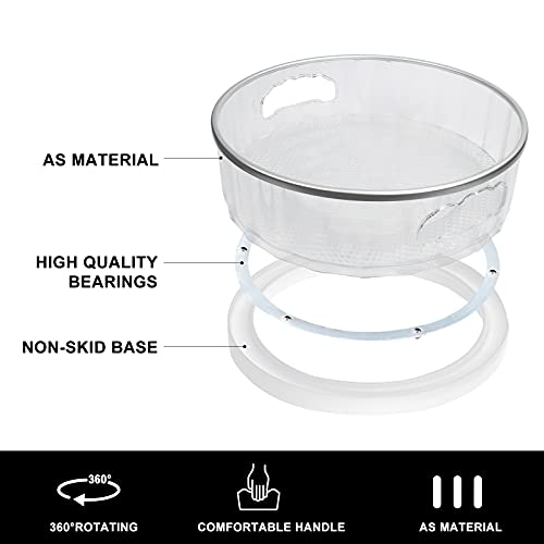 Lazy Susan 12 inch Kitchen Turntable Storage Food Bin Container,2 Pack Round Plastic Clear Rotating Turntable Organization & Storage