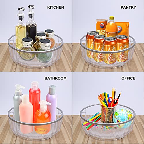 Lazy Susan 12 inch Kitchen Turntable Storage Food Bin Container,2 Pack Round Plastic Clear Rotating Turntable Organization & Storage