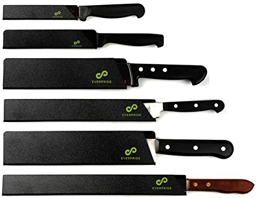 EVERPRIDE Chef Knife Roll PLUS Knife Guard Set (6-Piece Set) Bundle – Knife Bag Holds 10 Knives, Meat Cleaver and Kitchen Tools – Felt-Lined and BPA Free Knife Sheath Set – Knives Not Included