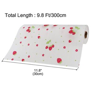 uxcell Non Adhesive Kitchen Table Cabinet Shelf Paper Drawer Liner Mat Lining Pad, 11.8 Inch x 9.8 Ft, Strawberry Pattern