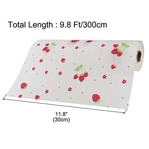 uxcell Non Adhesive Kitchen Table Cabinet Shelf Paper Drawer Liner Mat Lining Pad, 11.8 Inch x 9.8 Ft, Strawberry Pattern