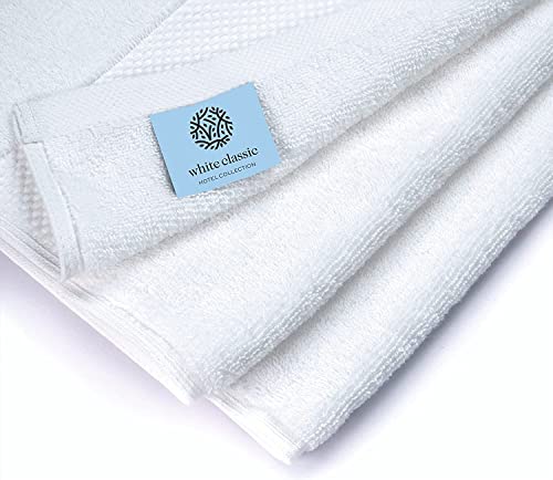 Luxury White Hand Towels - Soft Circlet Egyptian Cotton | Highly Absorbent Hotel spa Bathroom Towel Collection | 16x30 Inch | Set of 6