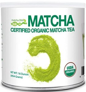 matcha dna certified organic matcha green tea powder (16 oz tin can)