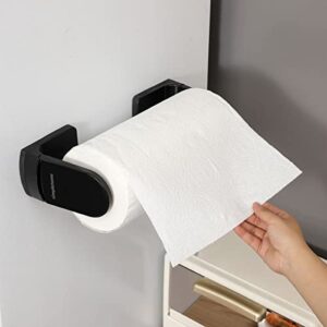 simpletome ONE Hand Tear Paper Towel Holder Magnetic for Refrigerator Kitchen Work Benches Storage Closets Grill Garage Metal Base +ABS (Black)