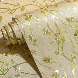 Moyishi 12''x118''Chinese Light Luxury Retro Golden Winter Plum Film Vinyl Self Adhesive Counter Top Peel and Stick Wall Decal