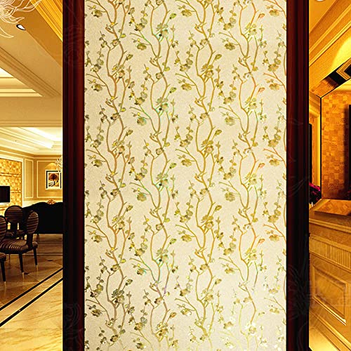 Moyishi 12''x118''Chinese Light Luxury Retro Golden Winter Plum Film Vinyl Self Adhesive Counter Top Peel and Stick Wall Decal