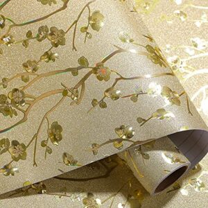 Moyishi 12''x118''Chinese Light Luxury Retro Golden Winter Plum Film Vinyl Self Adhesive Counter Top Peel and Stick Wall Decal