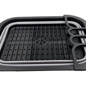 SAMMART 7.3L (1.9 Gallon) Collapsible Dish Drainer with Drainer Board - Foldable Drying Rack Set - Portable Dinnerware Organizer - Space Saving Kitchen Storage Tray (Black/Alloy Grey)