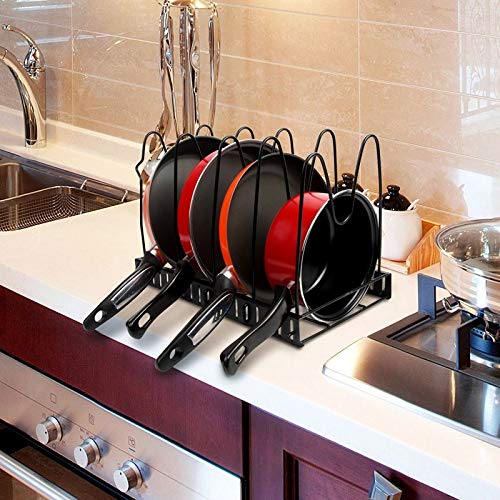 CKoishx Pot Organizer Rack Kitchen Cabinet Pantry Pan and Pot Lid Rack Organizer Multi Tiers Pot Frying Pan Lid Storage Rack Organizer Pot Pan Storage Rack Cookware Stand Holder Cookware Stand Holder Shelves