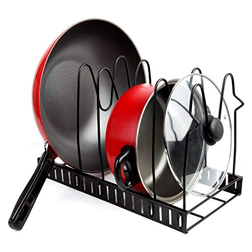 CKoishx Pot Organizer Rack Kitchen Cabinet Pantry Pan and Pot Lid Rack Organizer Multi Tiers Pot Frying Pan Lid Storage Rack Organizer Pot Pan Storage Rack Cookware Stand Holder Cookware Stand Holder Shelves