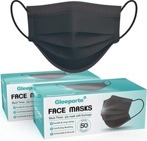 premium pack of 100 black single use disposable face mask, (black)