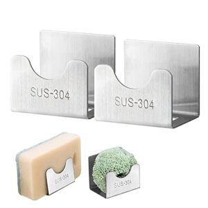 envibe sponge holder, sponge holder for kitchen sink or bathroom, 2 pack, 304 stainless steel. (silver)