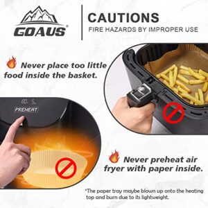 GOAUS Air Fryer 100 Pcs Square Paper Liners Disposable Large for 5 to 8 Qt Basket, 7.9 inch Unbleached Non-stick Oil-proof Parchment Paper