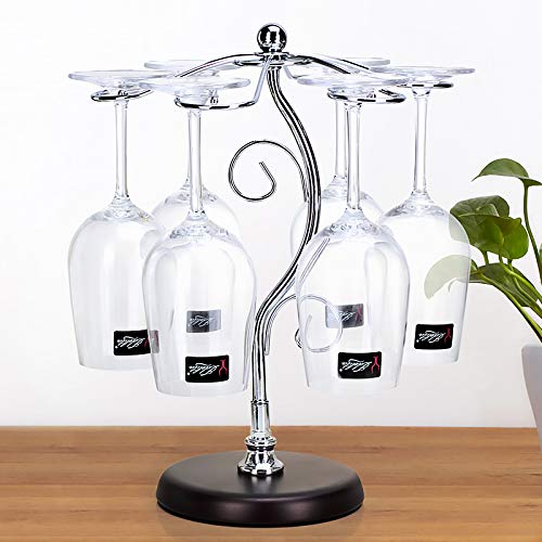 FIAMER Countertop Wine Glass Holder Tabletop Stemware Storage Rack Air Drying System Kitchen Bar Storage Rack Desktop Goblet Storage Rack Metal Glasses Display Stand… (13.7in*10.2in*5.9in)