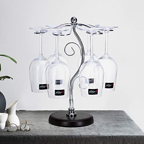 FIAMER Countertop Wine Glass Holder Tabletop Stemware Storage Rack Air Drying System Kitchen Bar Storage Rack Desktop Goblet Storage Rack Metal Glasses Display Stand… (13.7in*10.2in*5.9in)