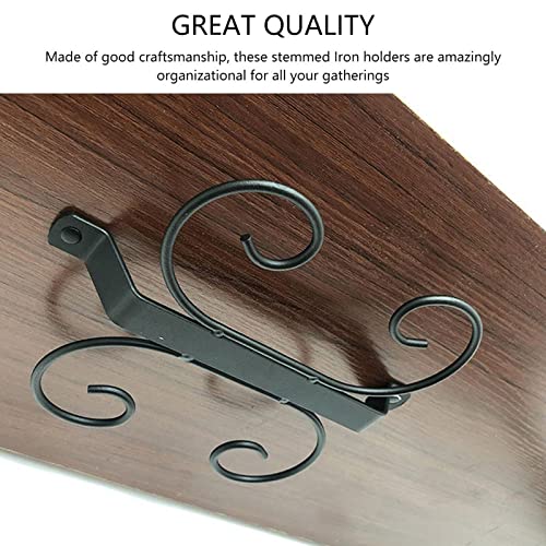 Metal Iron Under Cabinet Rack Suspended Hanging Ceiling Wine Glass Rack Stemware Holder Holds Up To 4 Glasses Vintage Style Stainless Steel Wall Honey over The Door Organizer (Black, One Size)