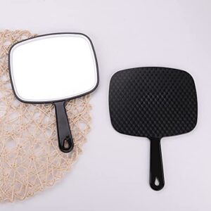 Nothers Large Hand Mirror with Handle， for Vanity Makeup Home Salon Travel Use (Square Black 10.3"x7.3")