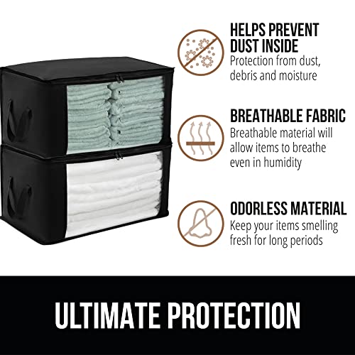 Gorilla Grip Wire Shelf Liners Set of 3 and Clothes Storage Bag Organizer Set of 2, Shelf Liner Size 14x24 in Black, Waterproof Hard Plastic, Storage Bag Size 90L in Black, Clear Window, 2 Item Bundle